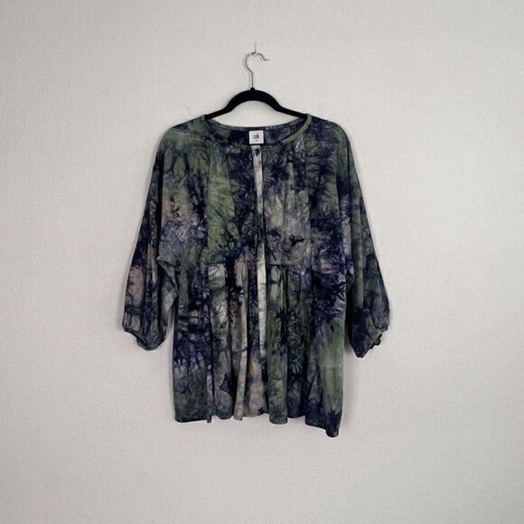 CAbi NWOT Woodstock Linen Blend Tie Dye Oversized Blouse Tunic Top Size Medium M - Picture 2 of 12